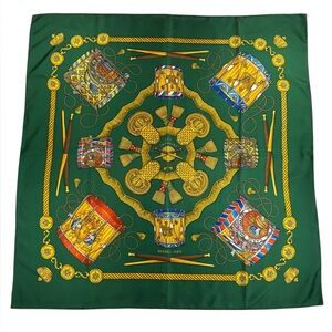 Hermes Vintage Silk Scarf Les Tambours Carre 90 Joachim Metz